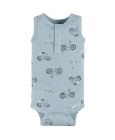 Gerber Baby Boys 4-Pack Sleeveless Onesies Bodysuits, Blue Bike