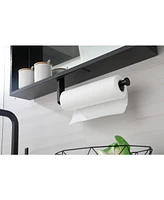 2 Pack Paper Towel Holder Wall Mount, Black Paper Towel Holder Under Cabinet, Self Adhesive Paper Towel Holders