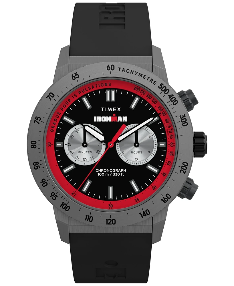 Timex Men's Chronograph Black Silicone Watch, 44mm