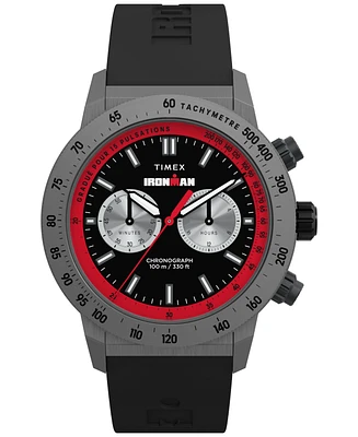 Timex Men's Chronograph Black Silicone Watch, 44mm