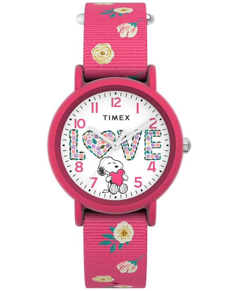 Timex Women's Quartz Analog Pink Nylon Watch, 34mm