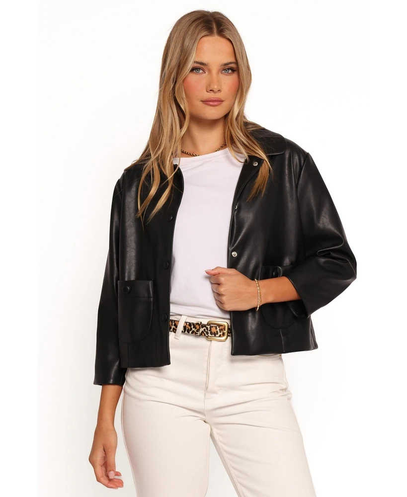 Petal and Pup Women's Evora Faux Leather Button Front Jacket
