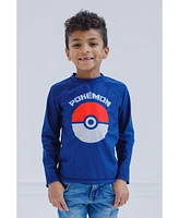 Pokemon Boys Pikachu Upf 50+ Rash Guard Swim Shirt to