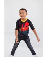 Cars Boys Disney Pixar Lightning McQueen Rash Guard and Swim Trunks Outfit Set
