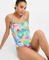 La Blanca Women's Tropi-Flage Printed Scoop-Neck One-Piece Swimsuit, Exclusively at Macy's