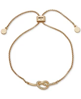 Dkny Gold-Tone Pave Knot Accent Slider Bracelet