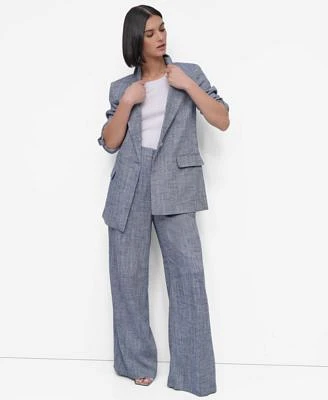 Dkny Petite Roll Tab Sleeve Blazer High Rise Wide Leg Pants