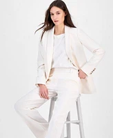 Anne Klein Womens Shawl Collar Open Front Blazer Wide Leg Pull On Pants