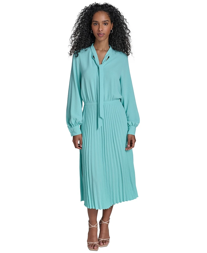 Calvin Klein Women's Tie-Neck Pleated-Skirt Dress