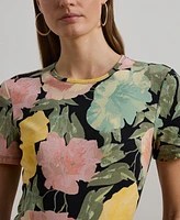 Lauren Ralph Petite Floral Stretch Cotton Crewneck Tee