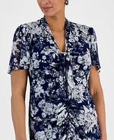 Connected Women's Shirred-Front Short-Sleeve Sheath Dress