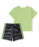 adidas Baby Boys 2-Piece Short Sleeve Cotton T-Shirt and Elastic Waistband Printed Shorts Set