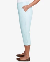 Alfred Dunner Petite St. Thomas Heat Set Embroidered Capri Pants