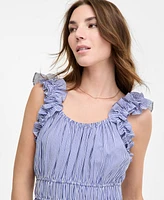 Robbie Bee Women's Ruffled A-Line Sleeveless Midi Dress