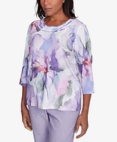 Alfred Dunner Petite Crystal Springs Dramatic Flower Top
