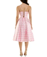 pear culture Women's Checkered Fit & Flare Midi Dress