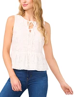 CeCe Women's Lace Split-Neck Peplum Tank