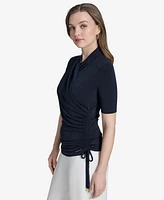Halston Women's Ruched Faux-Wrap Top