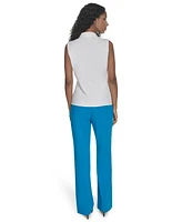 Calvin Klein Petite Collared Twist-Front Sleeveless Shirt