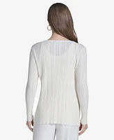 Halston Women's Ribbed Knit Button-Front Cardigan