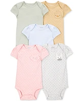 Carter's Baby Girl Printed Animal Short-Sleeve Bodysuits, 5 Pack