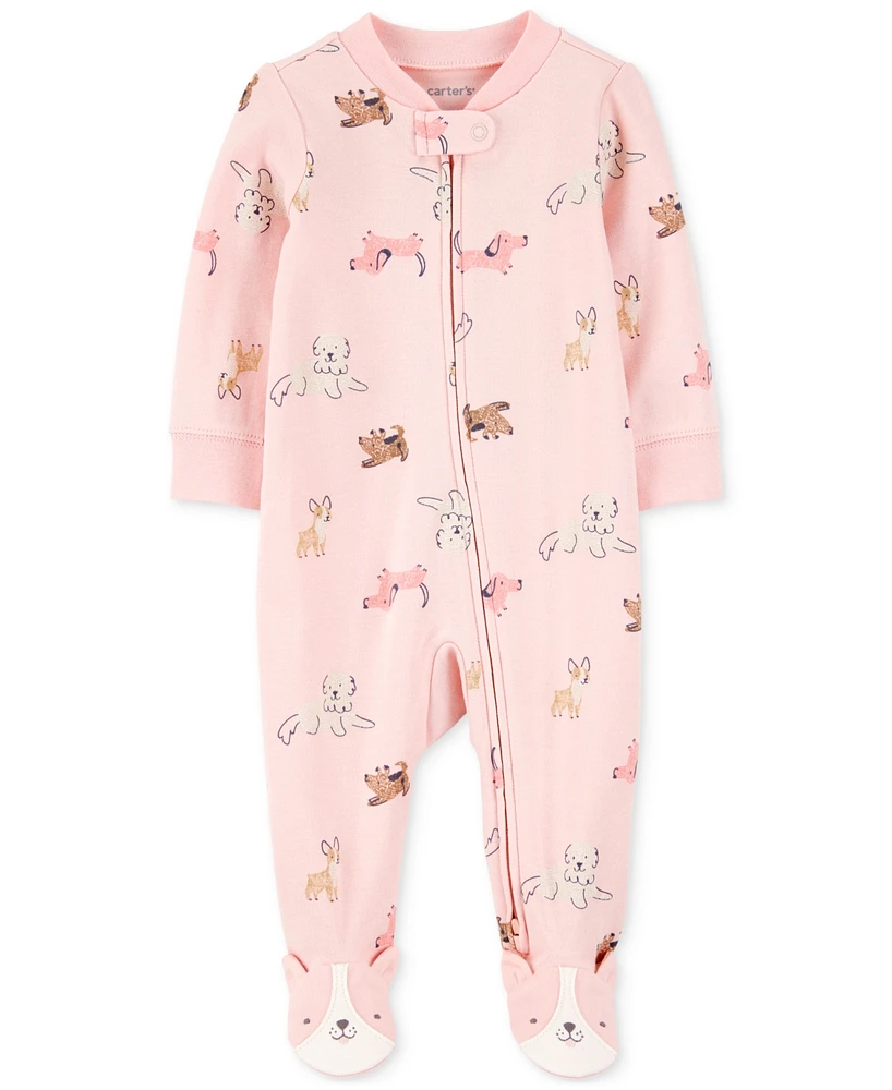 Carter's Baby Girls Cotton Dog-Print Sleep & Play Pajamas