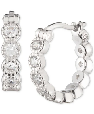 Lauren Ralph Lauren Sterling Silver Medium Cubic Zirconia Hoop Earrings, 1.16"