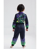Monster Jam Toddler Boys Grave Digger French Terry Racing Zip Up Coverall to
