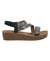 Gc Shoes Women's Ruby Embellished Cross Strap Wedge Sandals