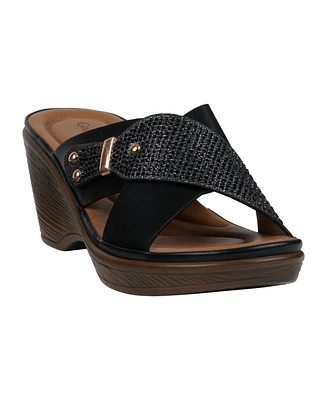 Gc Shoes Women's Ash Crisscross Wedge Sandals