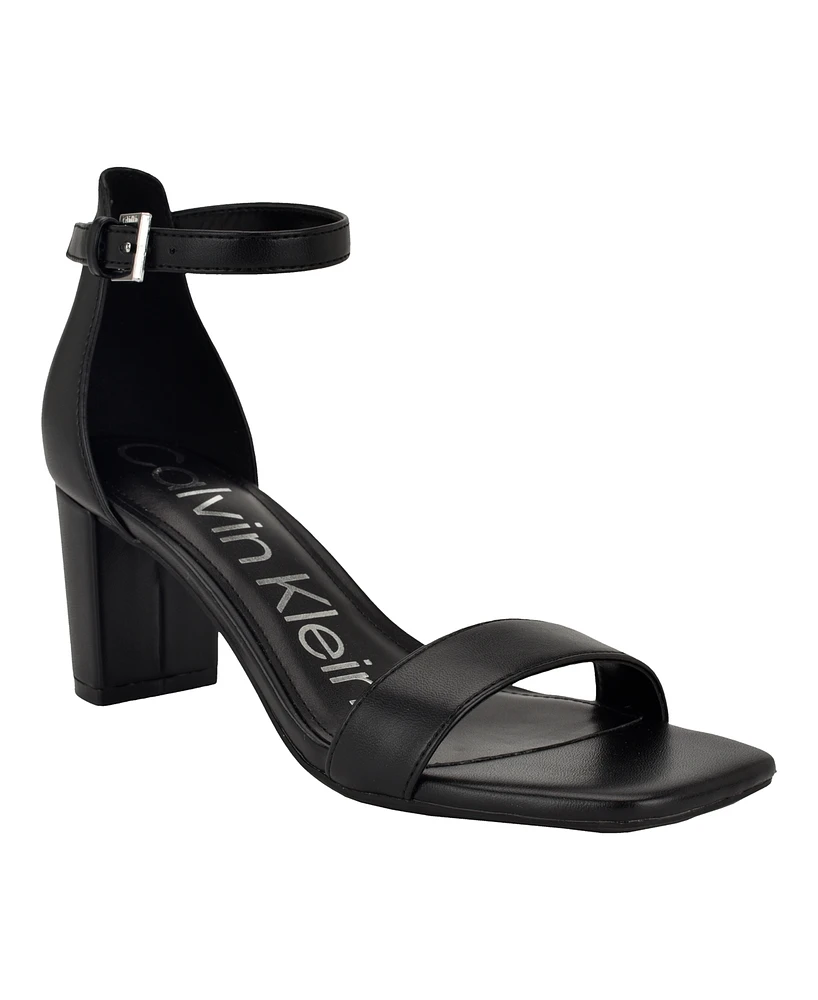 Calvin Klein Women's Nolene Ankle Strap Block Heel Sandals