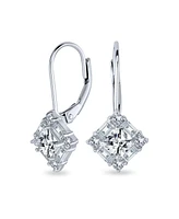 Bling Jewelry Deco Style Cz Baguette Lever back Drop Earrings Prom Sterling Silver