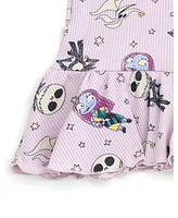 Nightmare Before Christmas Little Girls Ribbed Peplum T-Shirt and Shorts Outfit Set