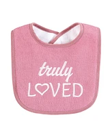 Hudson Baby Infant Girl Cotton Terry Drooler Bibs with Fiber Filling, Cutest Family, One Size