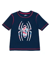 Spider-Man Boys Marvel Upf 50+ Rash Guard and Swim Trunks Outfit Set