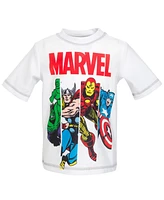 Avengers Toddler Boys Marvel Spider-Man Captain America Hulk Iron Man Pullover Rash Guard & Swim Trunks Outfit Set to