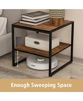 2 Pieces Industrial 2-Tier Side Table Set with Open Shelf