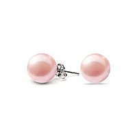 Bling Jewelry Set Of 3 White Black Pink Simulated Pearl Stud Ball Earrings Sterling Silver 8MM