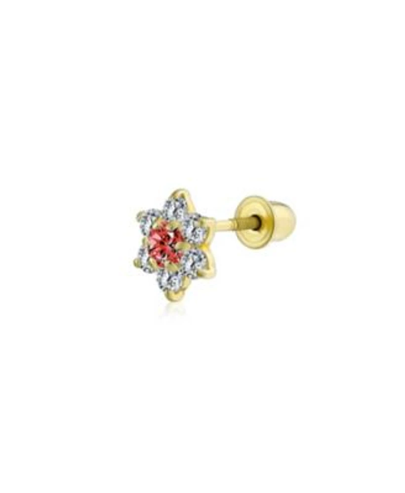 Bling Jewelry Tiny Minimalist Cz Cubic Zirconia Cluster Open Flower Yellow 14K Real Gold Stud Earring 1 Piece Screw Back