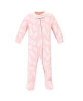 Hudson Baby Girls Fleece Zipper Sleep and Play 2pk