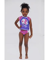 Spider-Man Girls Marvel Spider-Gwen Upf 50+ Rash Guard & Bikini Bottom Swimsuit Set to