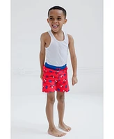 Spidey and His Amazing Friends Toddler Boys Marvel Spider-Man Upf 50+ Rash Guard Swim Trunks Outfit Set