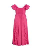 City Chic Plus Fee Frill Maxi Dress