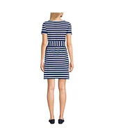 Lands' End Women's Short Sleeve Cotton Modal Wrap Mini Dress