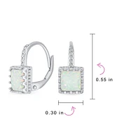Bling Jewelry Art Deco Style Antique Filigree Royal Crown Setting Square Solitaire Fire Orange Created Opal Drop Earrings Gold Plated .925 Sterling Si