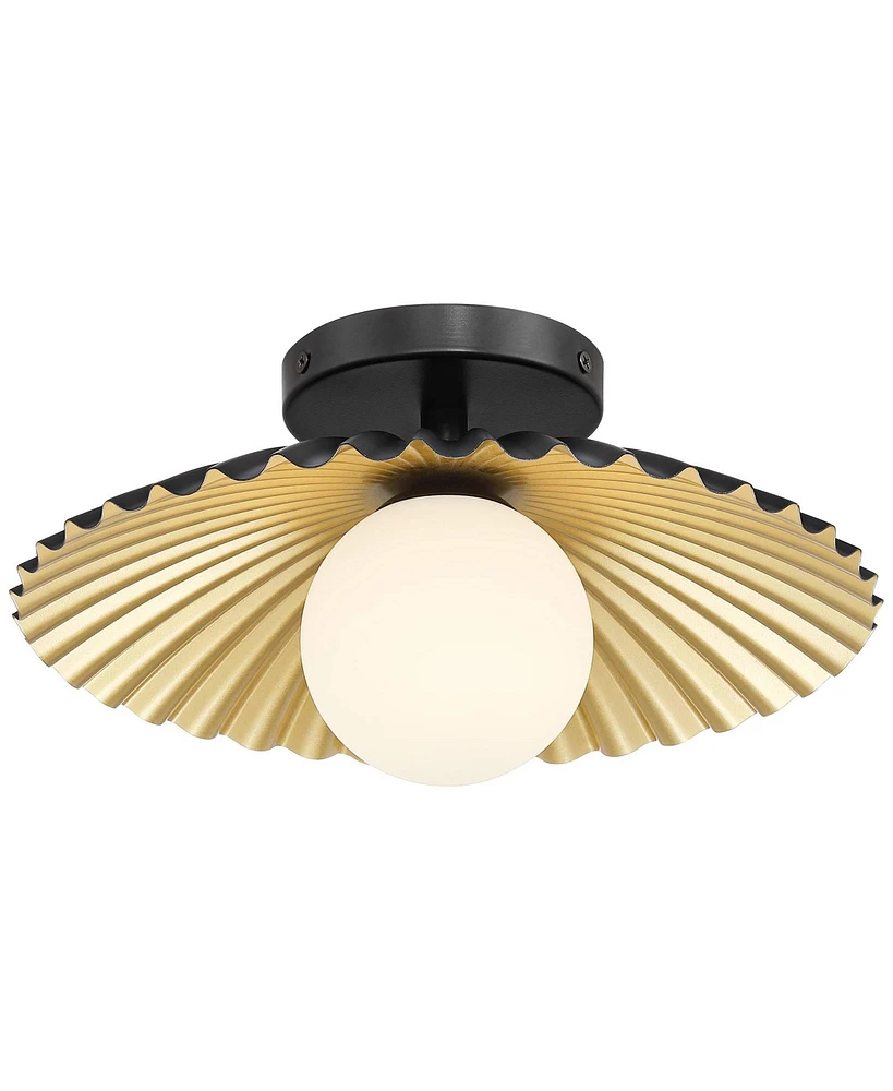 Rosa 11 1/2" Wide Matte Black and Gold Led Ceiling Light - Franklin Iron Works