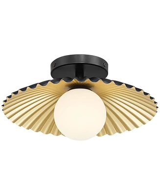 Rosa 11 1/2" Wide Matte Black and Gold Led Ceiling Light - Franklin Iron Works