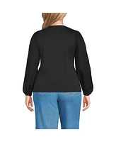 Lands' End Plus Supima Interlock Scoop Neck Blouson Sleeve Top