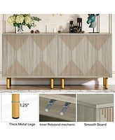 Tribesigns Modern White Storage Cabinet Set, Classic 59 inches Sideboard with doors for Living Room, Dining Garage