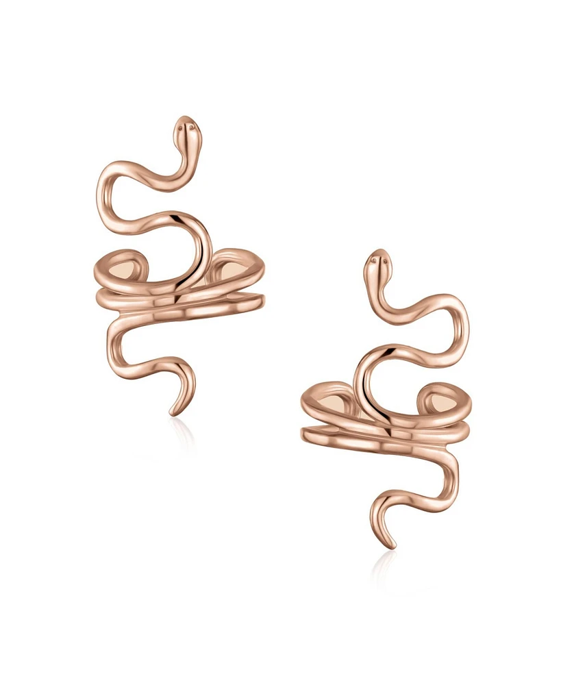 Bling Jewelry Helix Climber Crawler Snake Serpent Clip On Wrap Wire Cartilage Lobe Ear Cuff Earrings .925 Sterling Silver